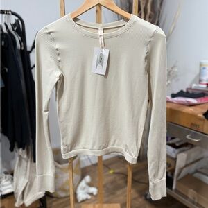 By Together Beige Ribbed Top